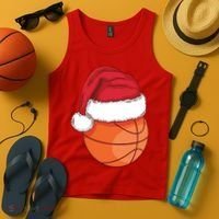 Christmas Basketball Santa Tank Top thumb 4