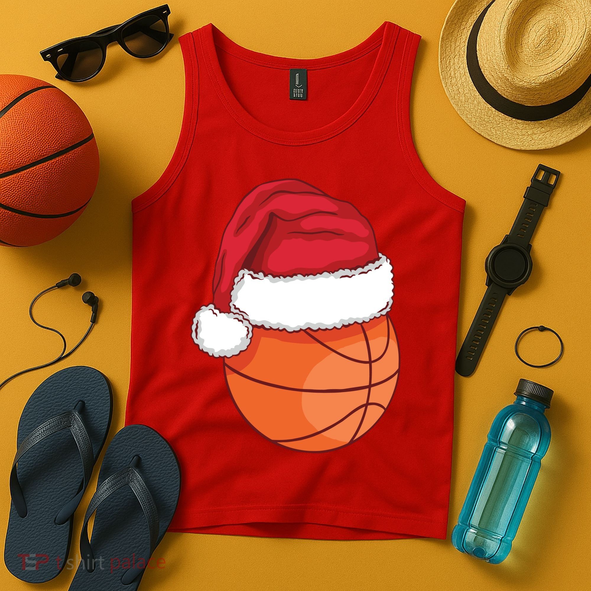 Christmas Basketball Santa Tank Top
