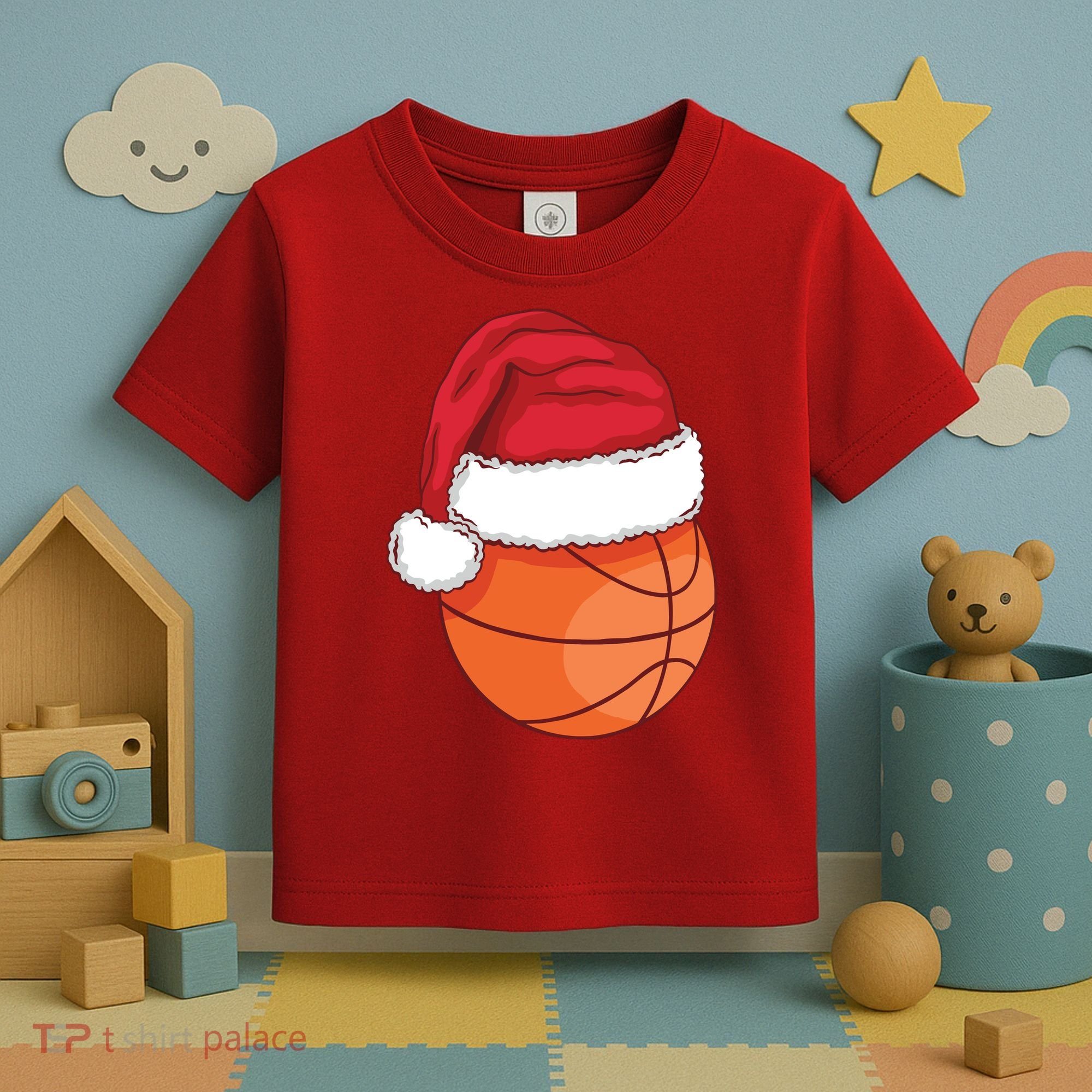 Christmas Basketball Santa Toddler T-Shirt