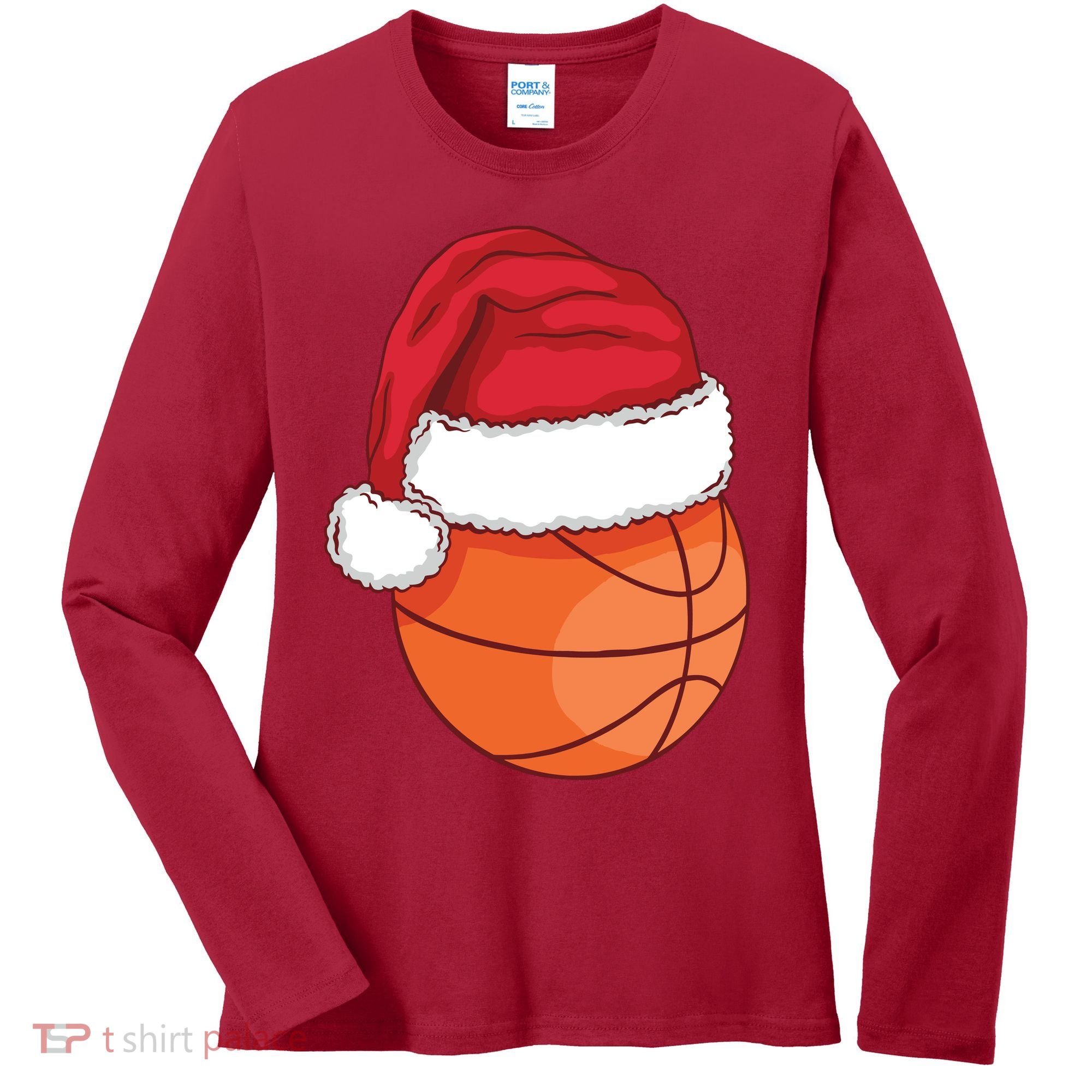 Christmas Basketball Santa Women's Long Sleeve Shirt