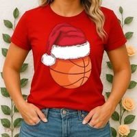 Christmas Basketball Santa Women's T-Shirt thumb 2