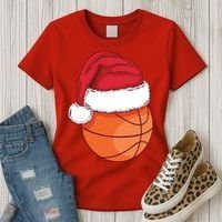 Christmas Basketball Santa Women's T-Shirt thumb 3
