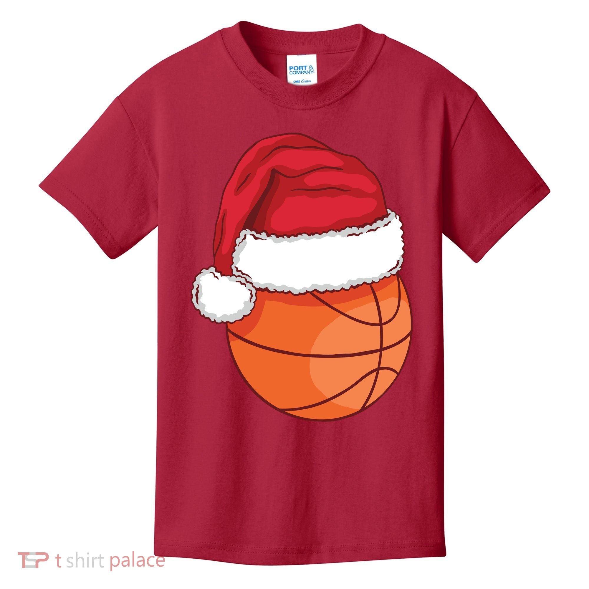 Christmas Basketball Santa Kids T-Shirt