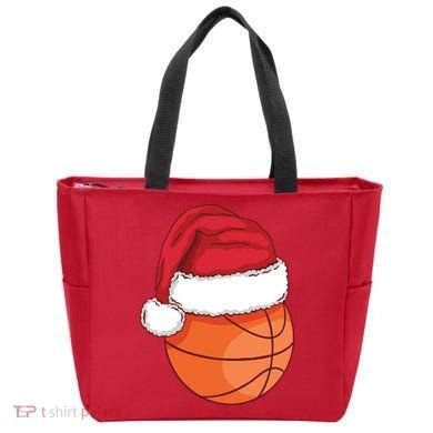 Christmas Basketball Santa Tote Bag