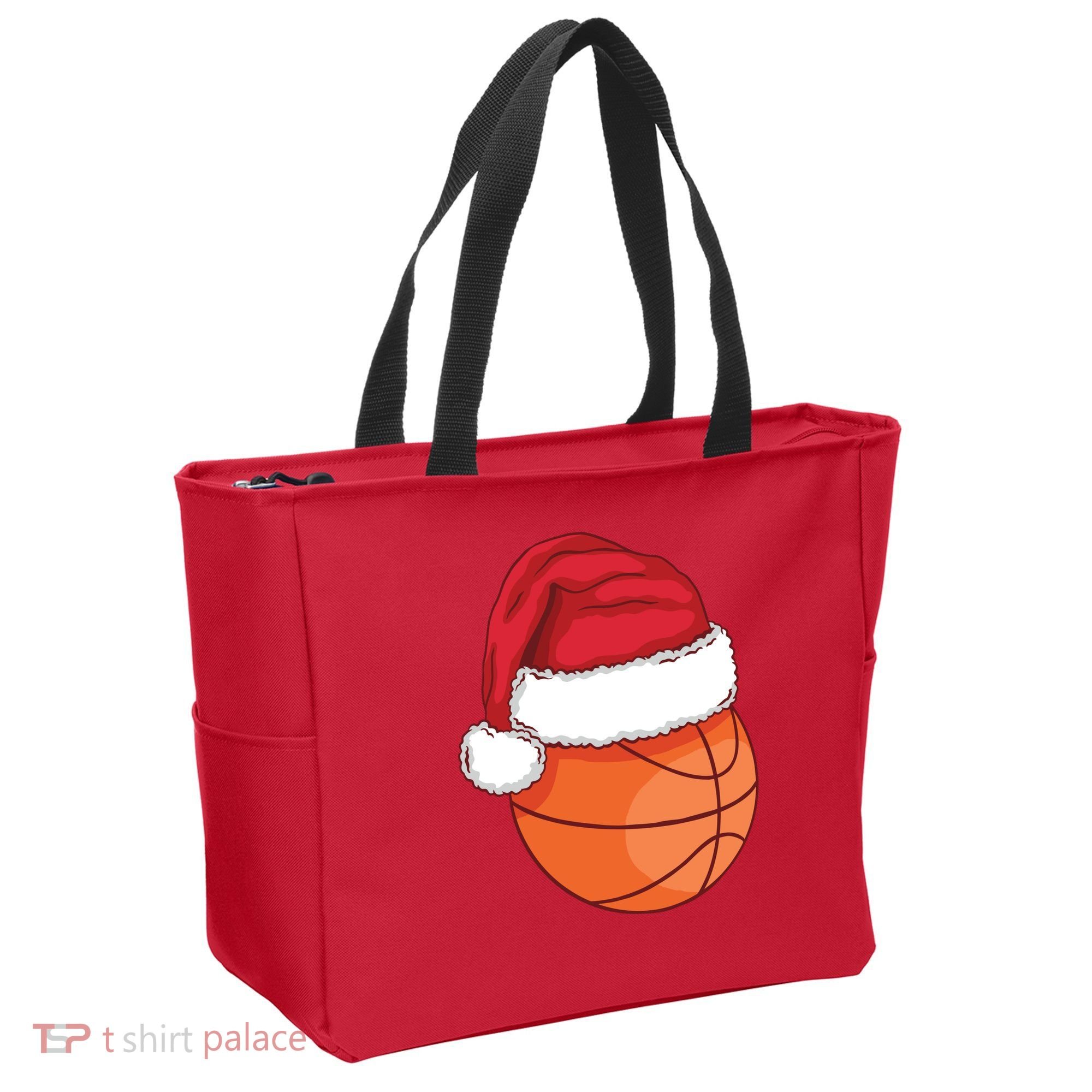 Christmas Basketball Santa Tote Bag