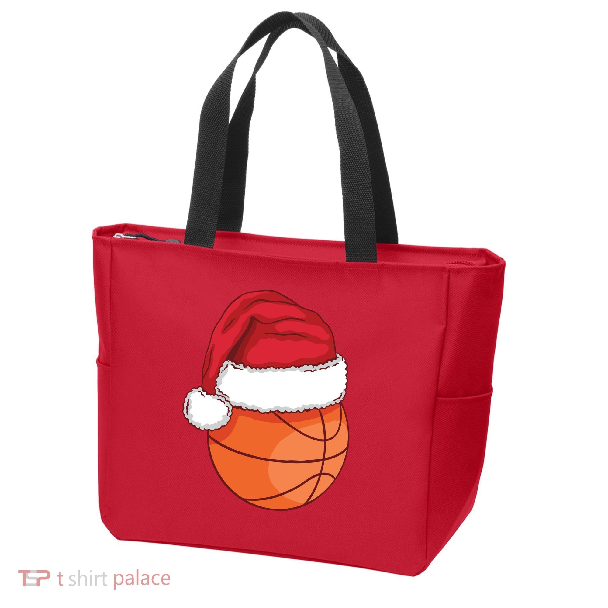 Christmas Basketball Santa Tote Bag