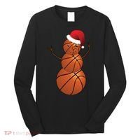 Christmas Basketball Snowman Long Sleeve Shirt thumb 0