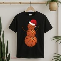Christmas Basketball Snowman T-Shirt thumb 2