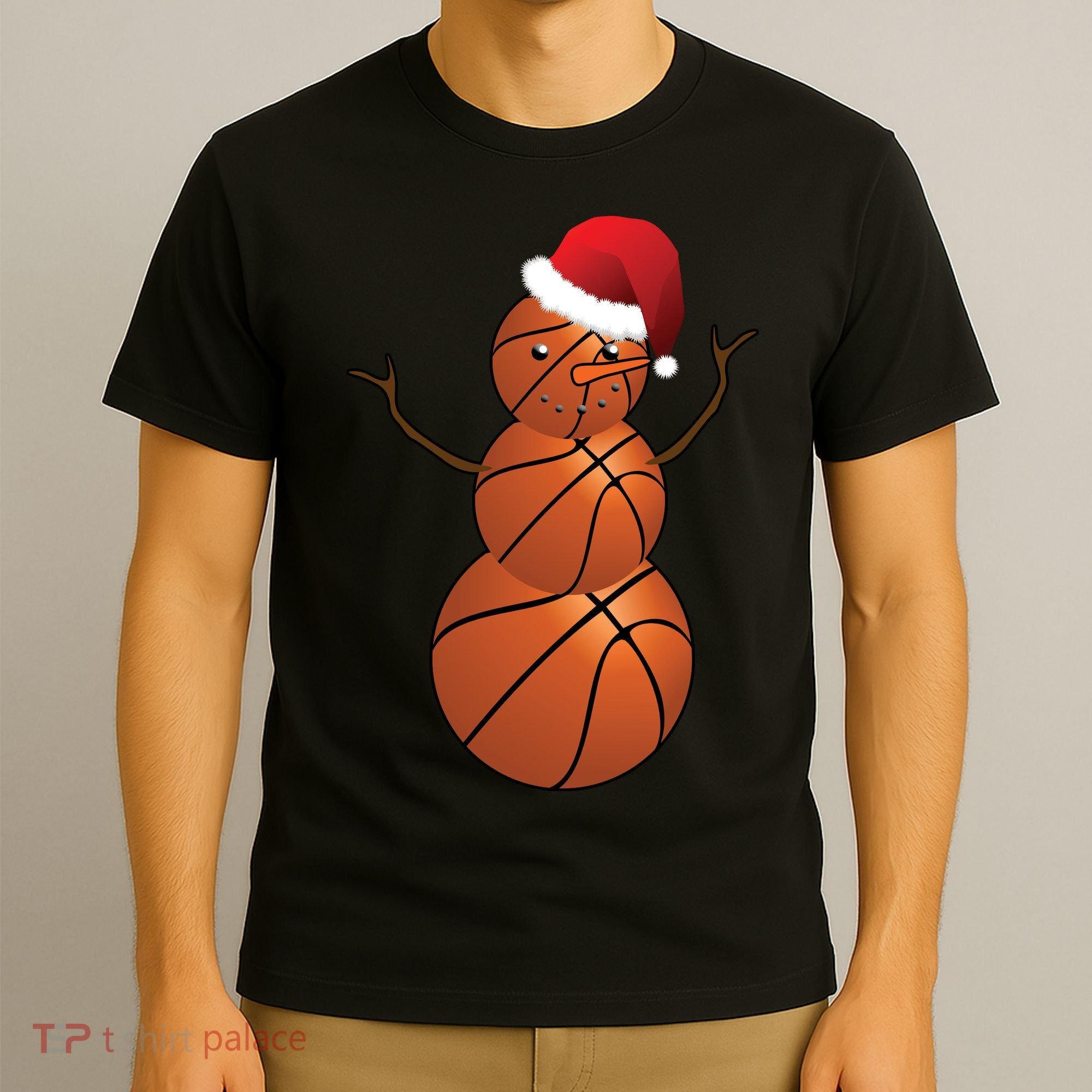 Christmas Basketball Snowman T-Shirt