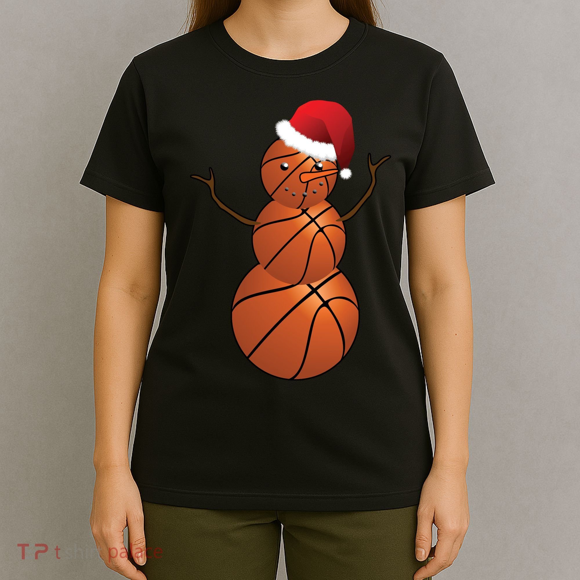 Christmas Basketball Snowman T-Shirt