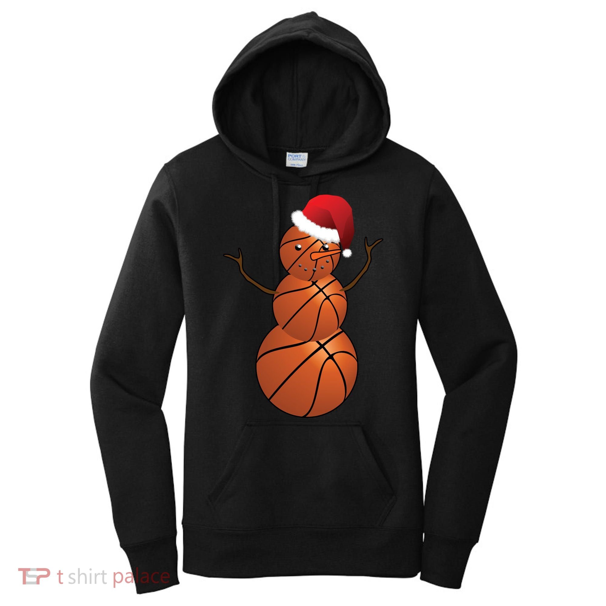 Christmas Basketball Snowman Women's Hoodie