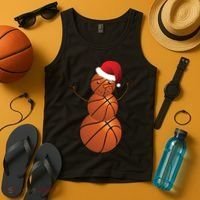 Christmas Basketball Snowman Tank Top thumb 4