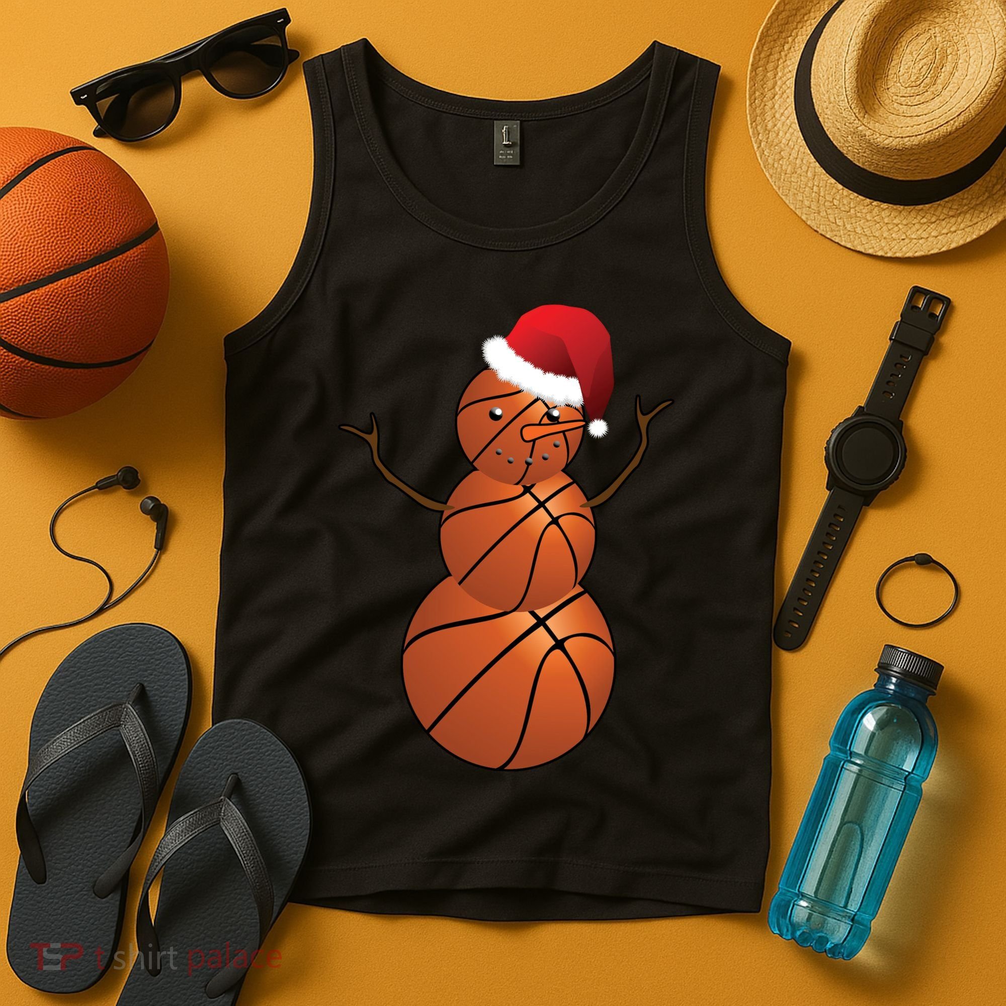 Christmas Basketball Snowman Tank Top
