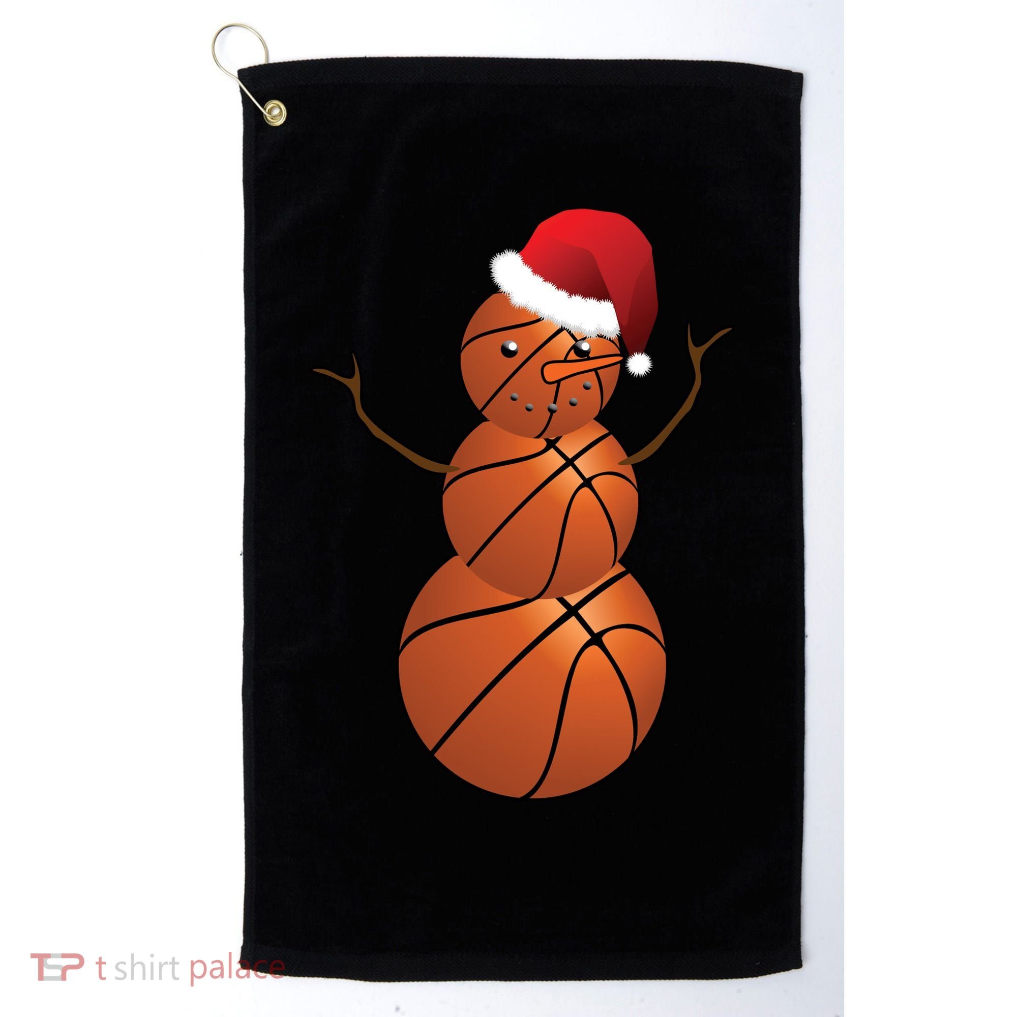 Christmas Basketball Snowman Golf Towel