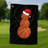 Christmas Basketball Snowman Golf Towel thumb 1
