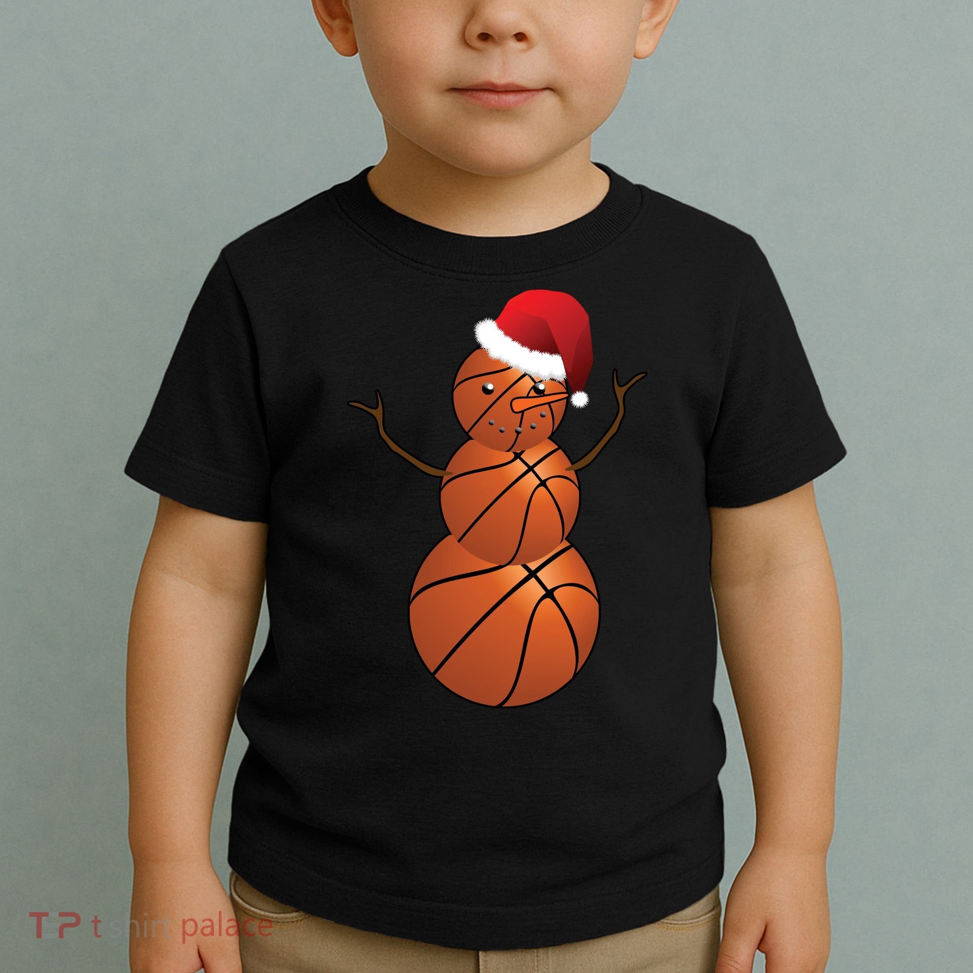 Christmas Basketball Snowman Toddler T-Shirt