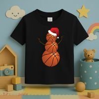 Christmas Basketball Snowman Toddler T-Shirt thumb 3