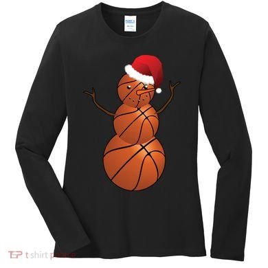 Christmas Basketball Snowman Women's Long Sleeve Shirt