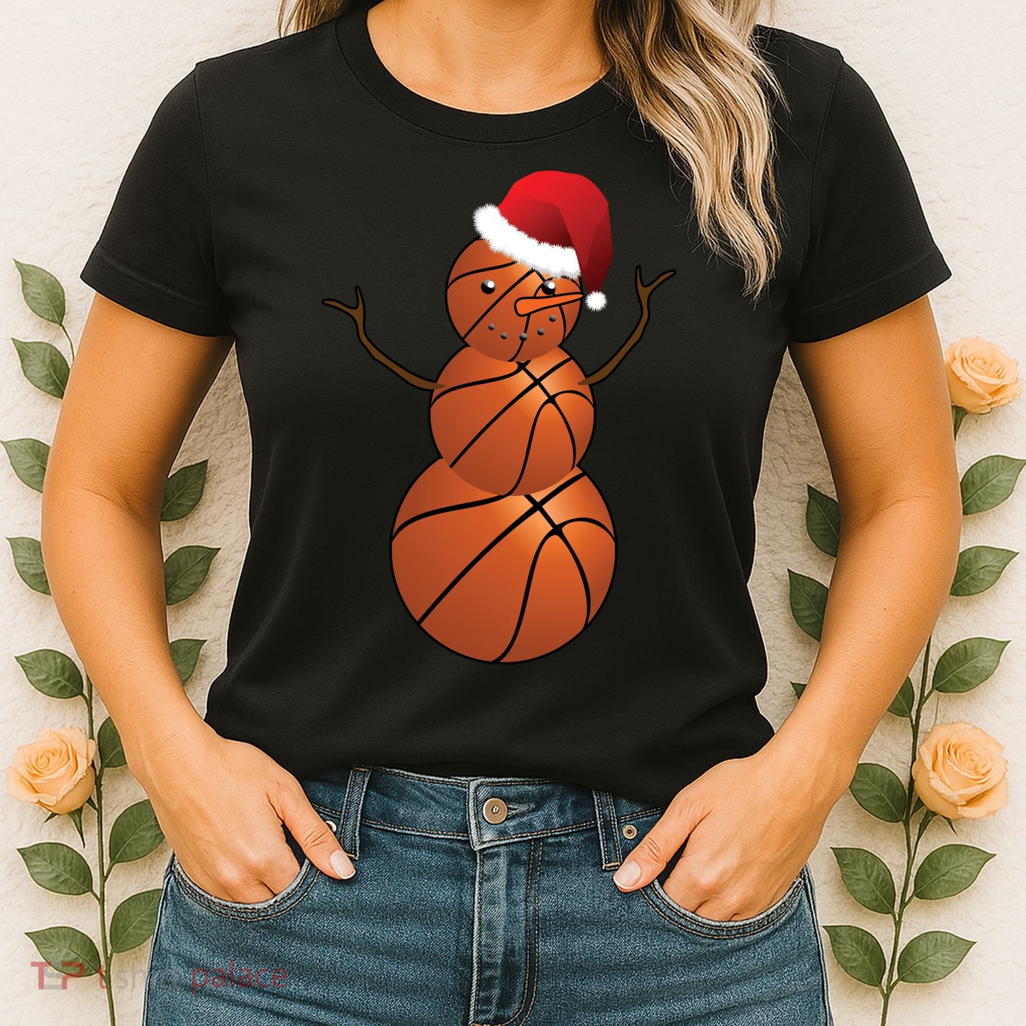 Christmas Basketball Snowman Women's T-Shirt