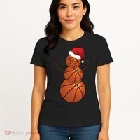 Christmas Basketball Snowman Women's T-Shirt thumb 4