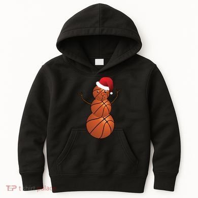Christmas Basketball Snowman Kids Hoodie