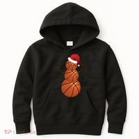 Christmas Basketball Snowman Kids Hoodie thumb 0