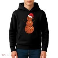 Christmas Basketball Snowman Kids Hoodie thumb 4