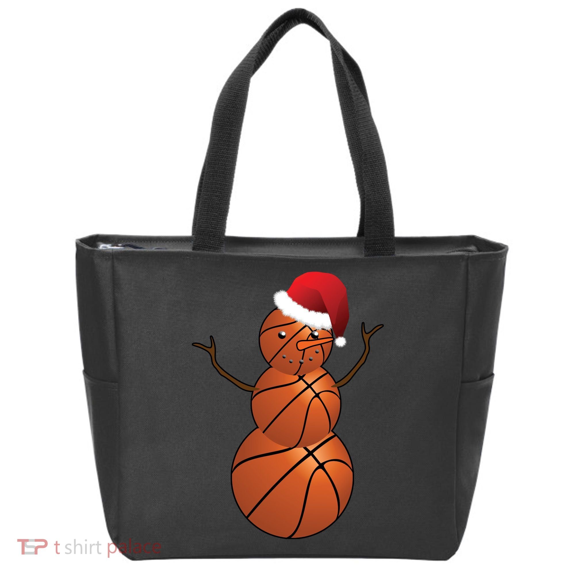 Christmas Basketball Snowman Tote Bag