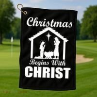 Christmas Begins With Christ Golf Towel thumb 1