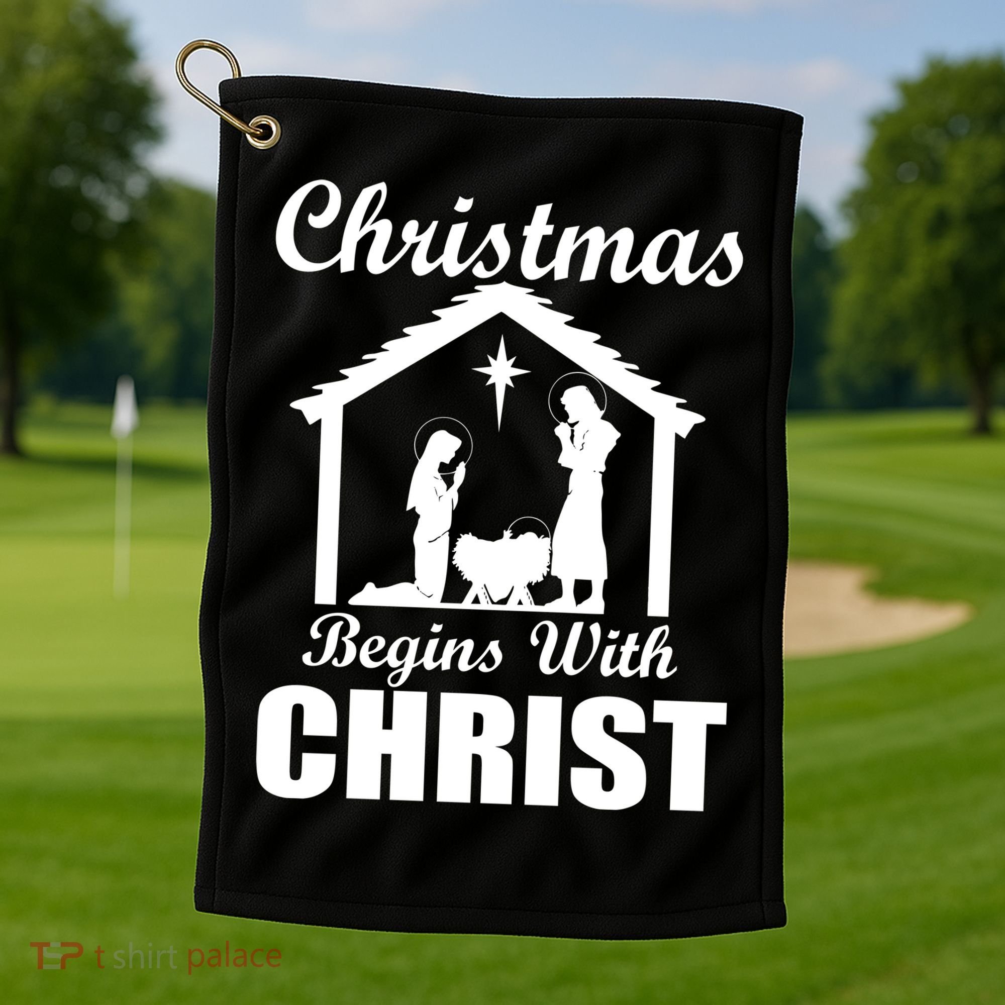 Christmas Begins With Christ Golf Towel