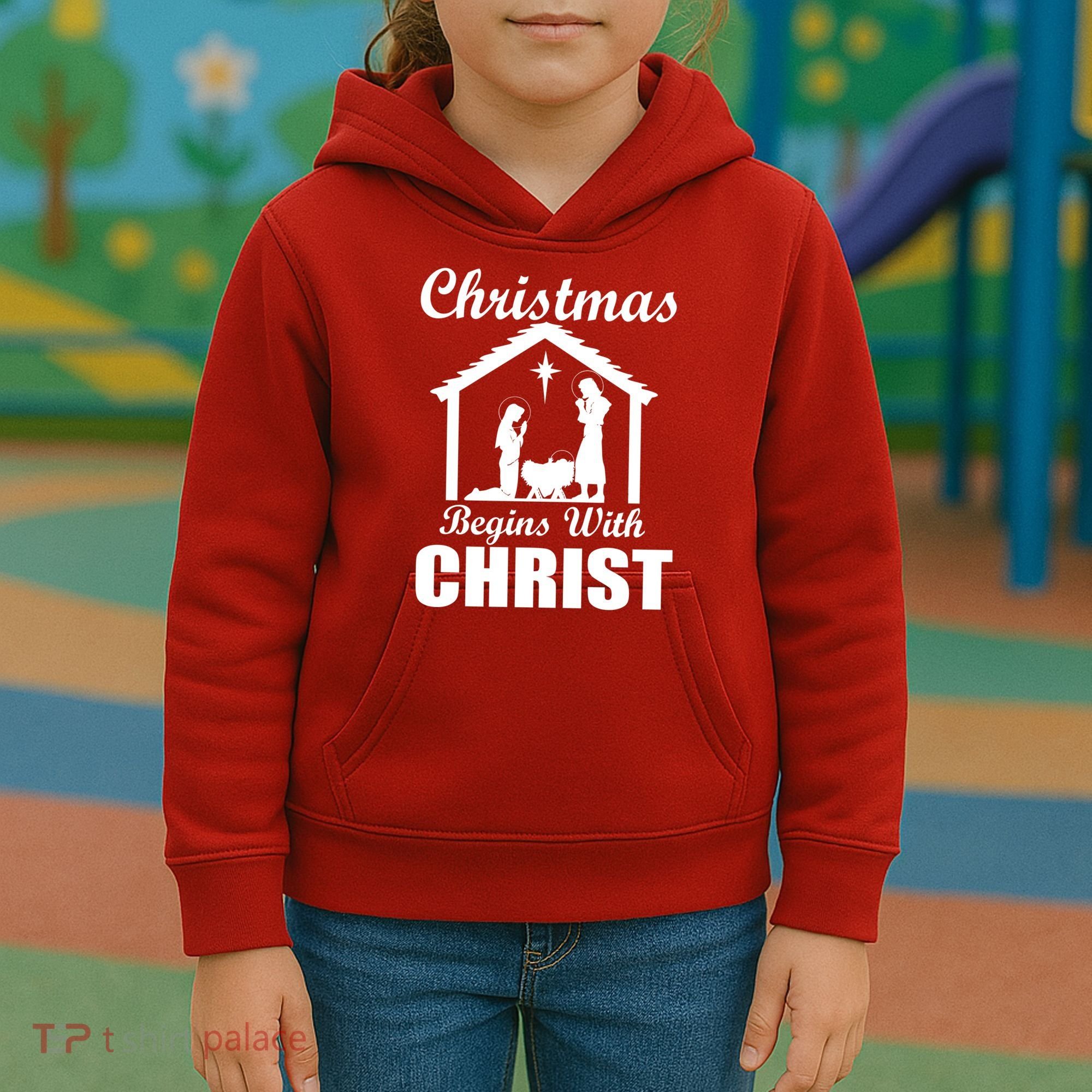 Christmas Begins With Christ Kids Hoodie