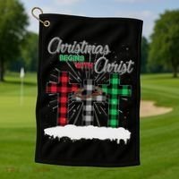 Christmas Begins With Christ Jesus Birthday Golf Towel thumb 1