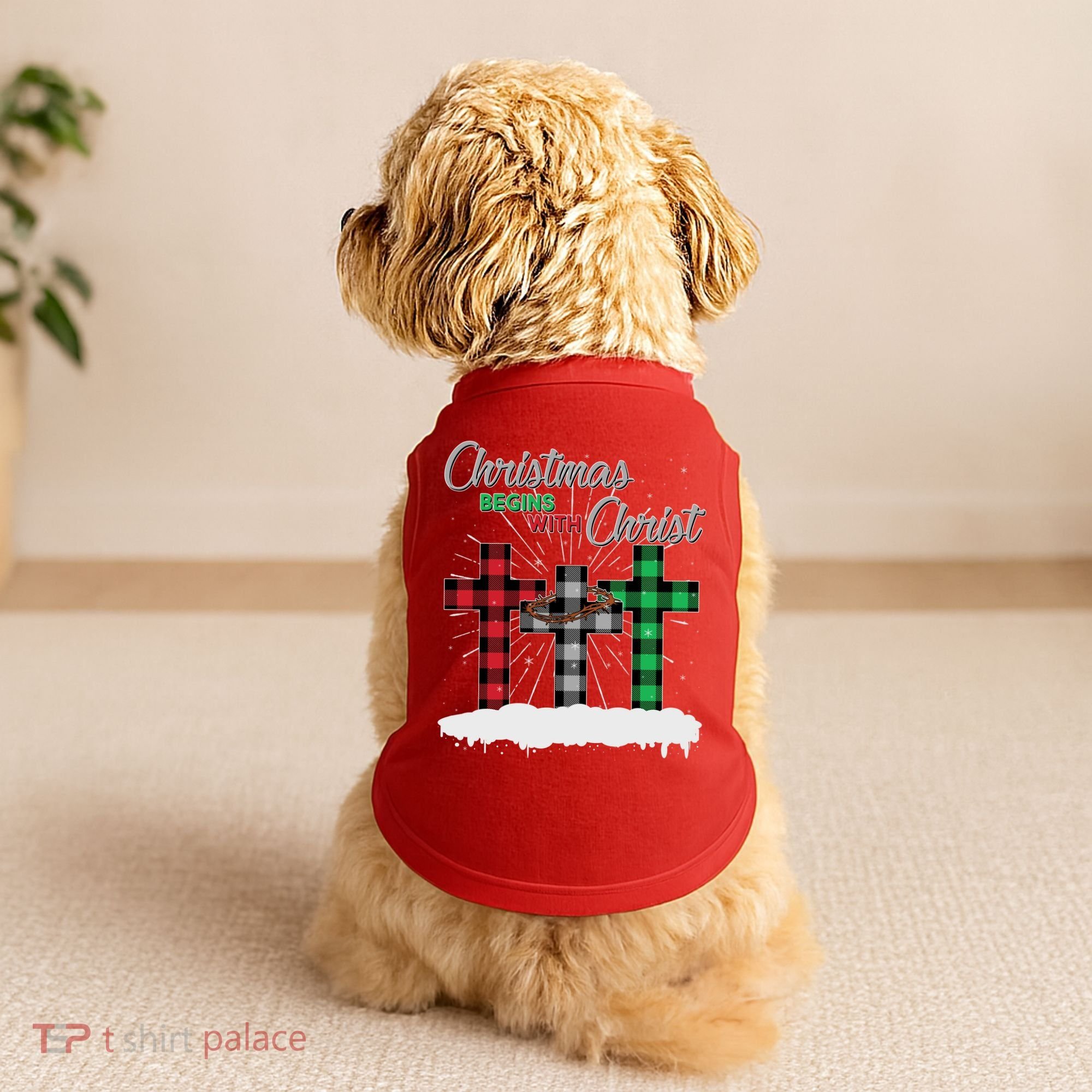 Christmas Begins With Christ Jesus Birthday Doggie Tank