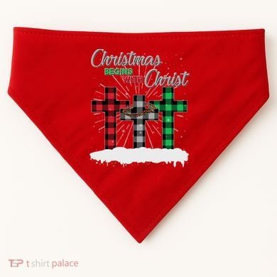 Christmas Begins With Christ Jesus Birthday USA-Made Doggie Bandana