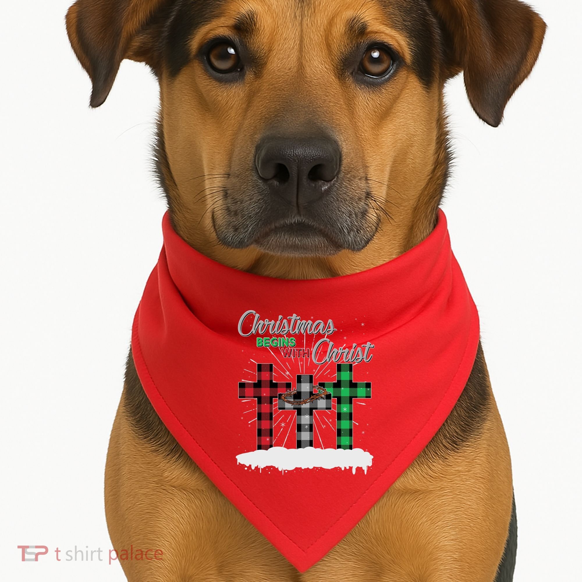 Christmas Begins With Christ Jesus Birthday USA-Made Doggie Bandana