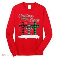 Christmas Begins With Christ Jesus Birthday Long Sleeve Shirt thumb 0