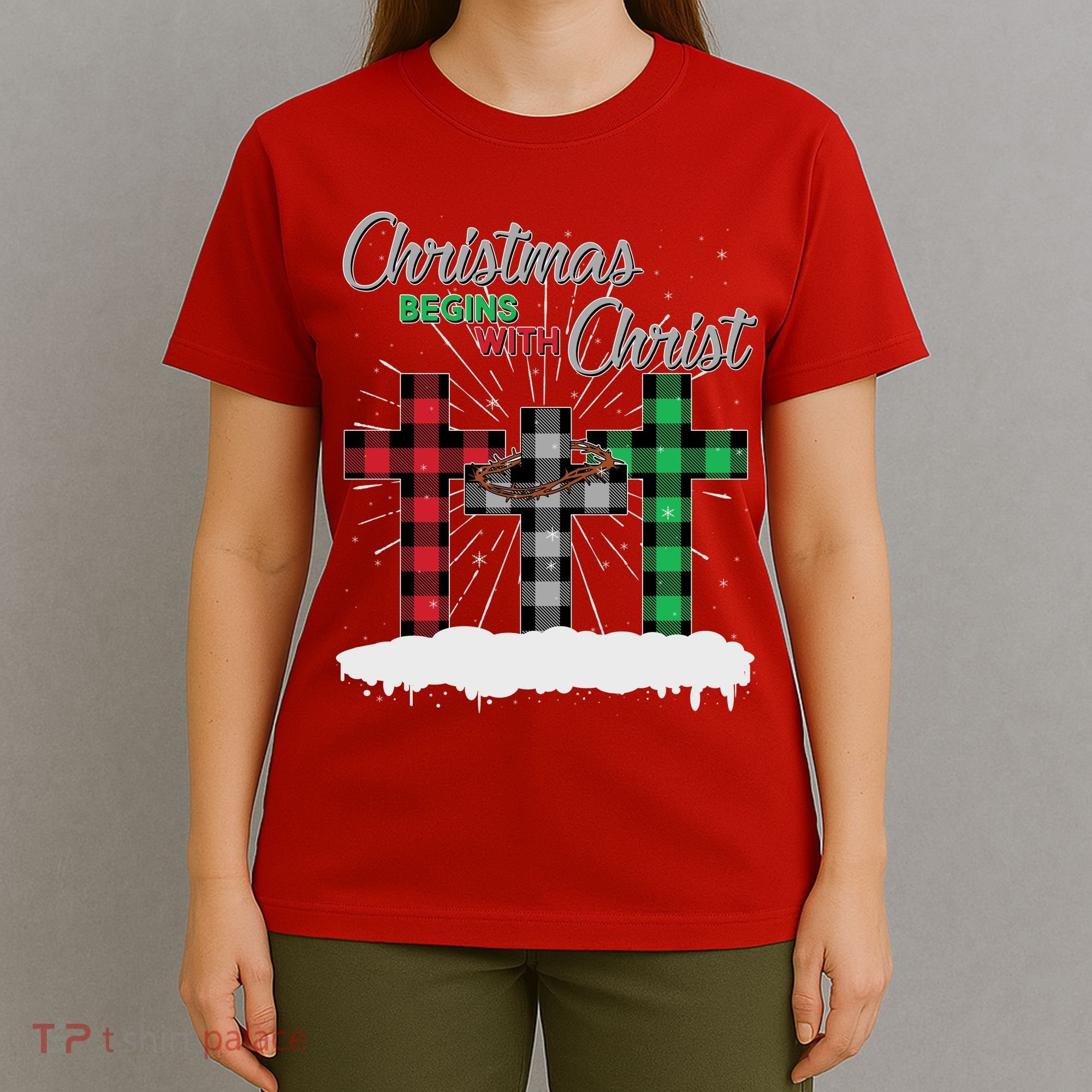 Christmas Begins With Christ Jesus Birthday T-Shirt