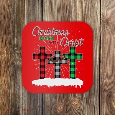 Christmas Begins With Christ Jesus Birthday Coaster
