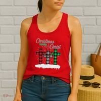 Christmas Begins With Christ Jesus Birthday Women's Tank Top thumb 2