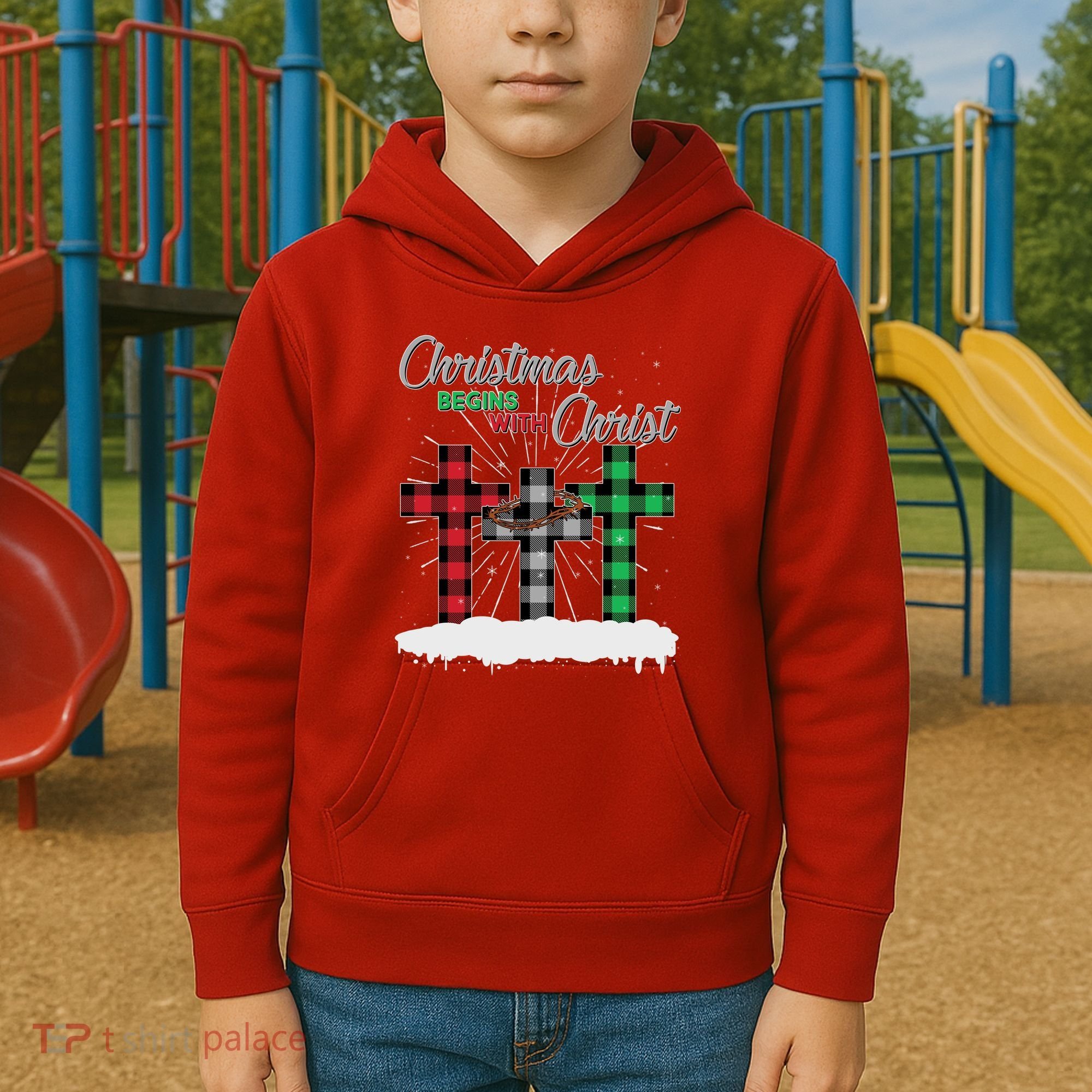 Christmas Begins With Christ Jesus Birthday Kids Hoodie