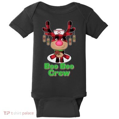 Christmas Boo Boo Crew Reindeer Nurse  Baby Bodysuit
