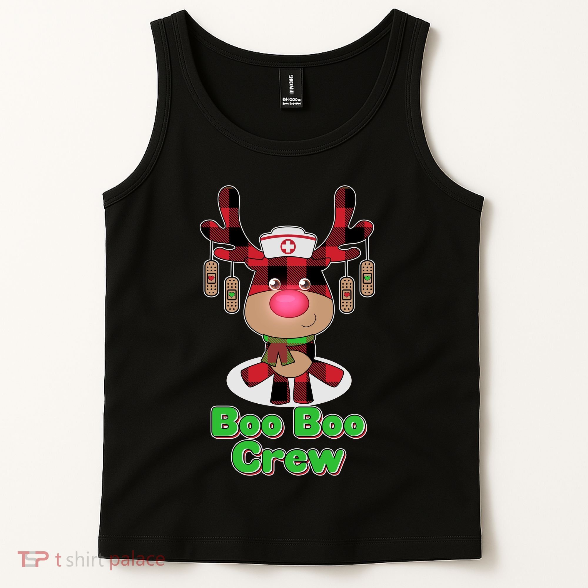 Christmas Boo Boo Crew Reindeer Nurse  Tank Top