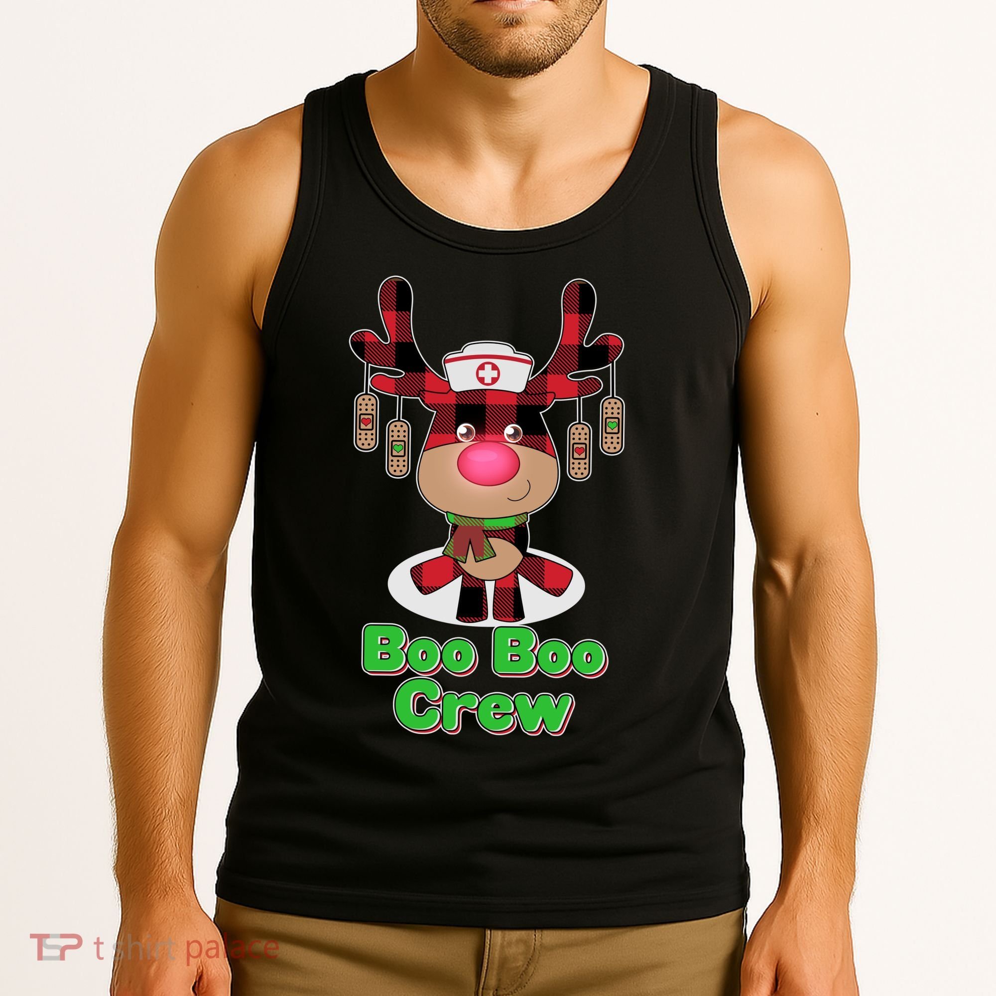 Christmas Boo Boo Crew Reindeer Nurse  Tank Top