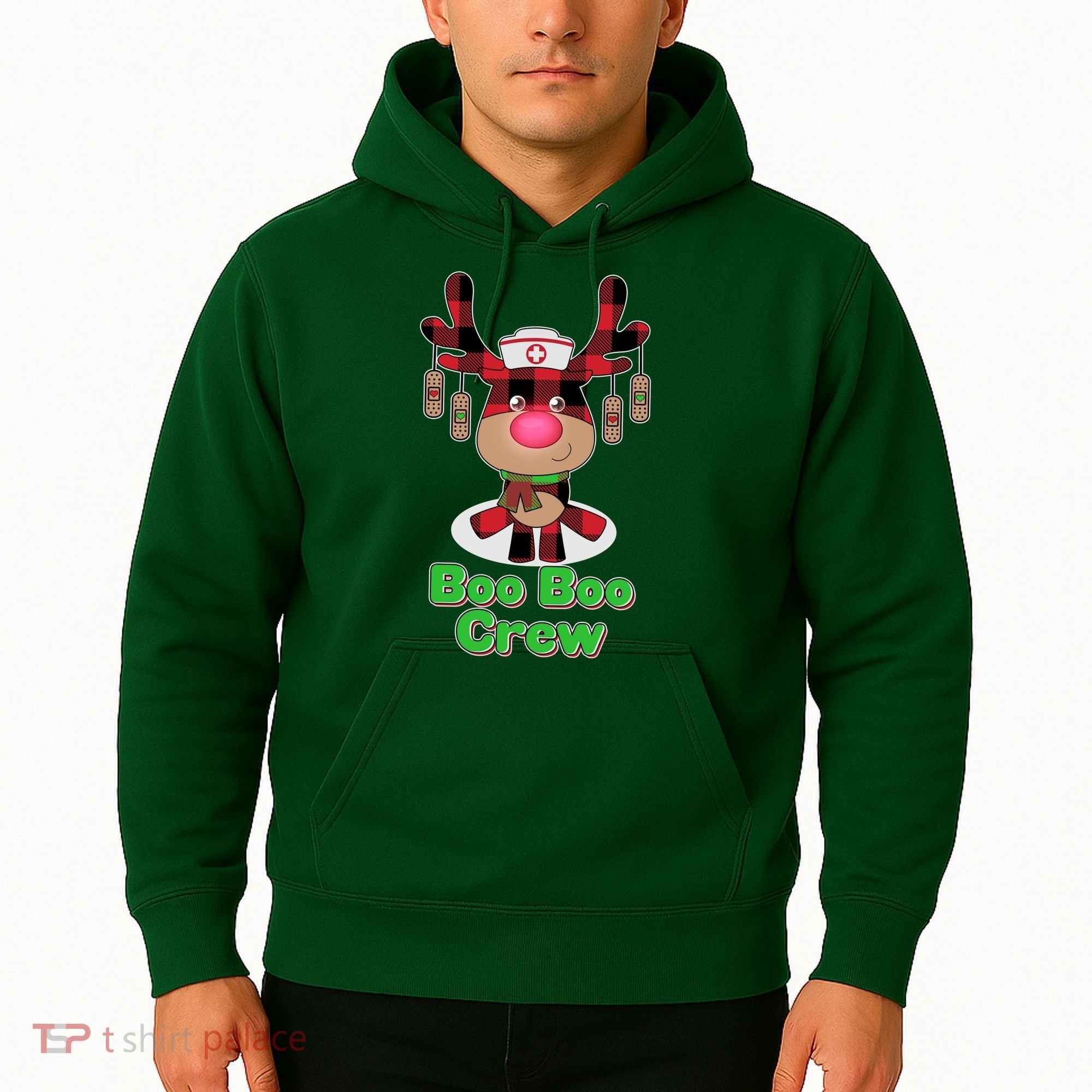 Christmas Boo Boo Crew Reindeer Nurse  Hoodie