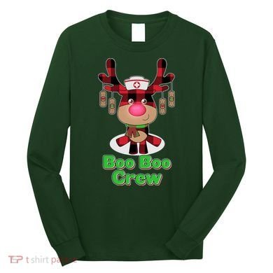 Christmas Boo Boo Crew Reindeer Nurse  Long Sleeve Shirt