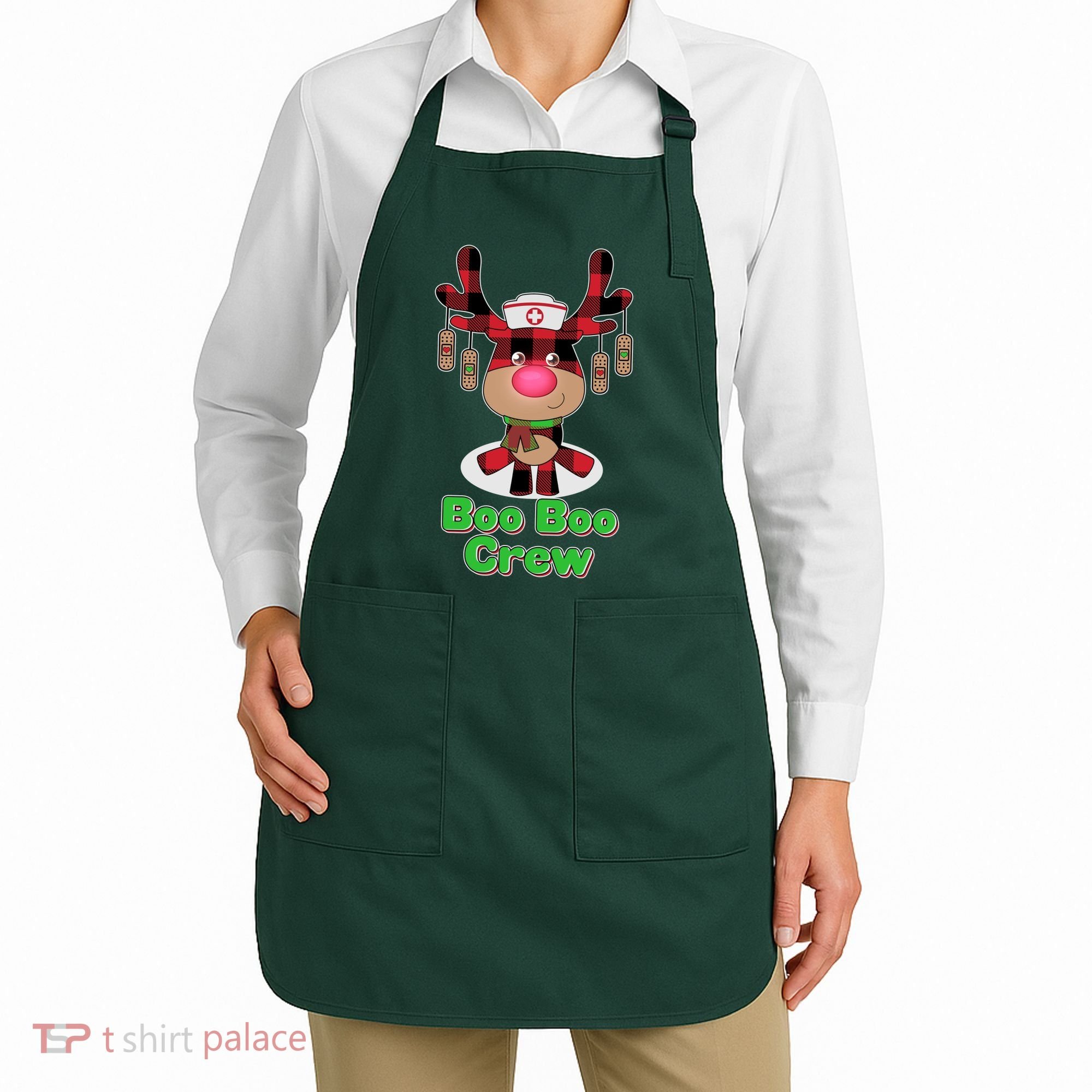 Christmas Boo Boo Crew Reindeer Nurse  Apron