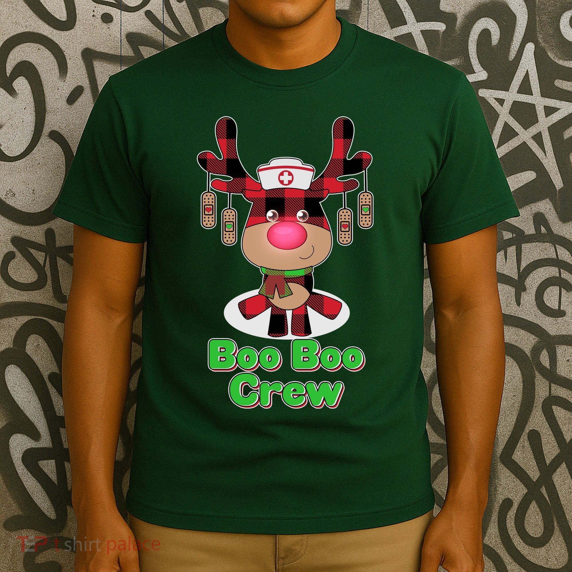 Christmas Boo Boo Crew Reindeer Nurse  T-Shirt