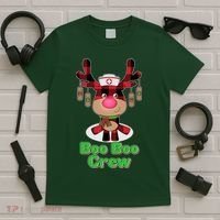 Christmas Boo Boo Crew Reindeer Nurse  T-Shirt thumb 5