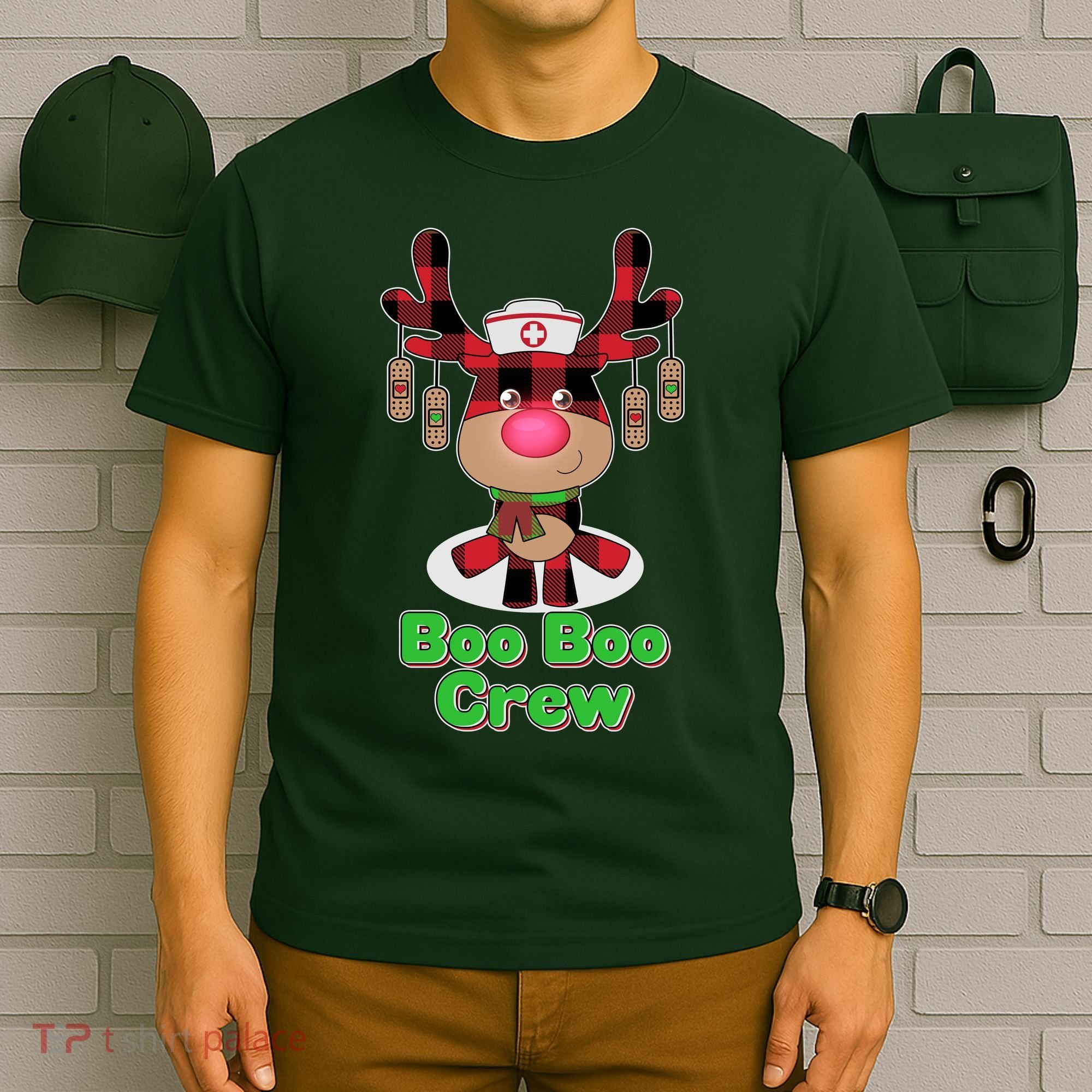 Christmas Boo Boo Crew Reindeer Nurse  T-Shirt