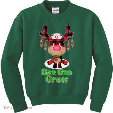 Christmas Boo Boo Crew Reindeer Nurse  Kids Sweatshirt